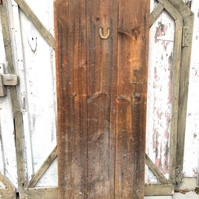 Early barn door. Great color w/ rosehead nails and strap hinges