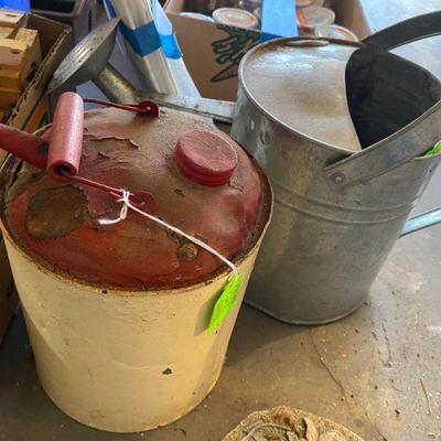 Old Gas Can and Garden bucket