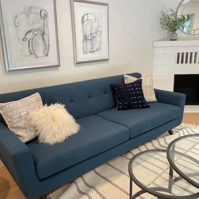 Mid-century style blue sofa