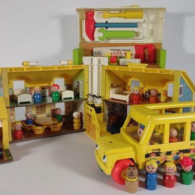 1960s Fisher Price Toys 1967 #192 Bus, 952 & 935