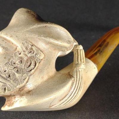 Carved Meerschaum Tobacco Pipe of Bearded Man