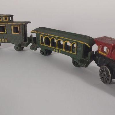 4 pc Cast Iron Toy Train Set