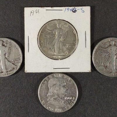 4 US Silver Half Dollar Coins