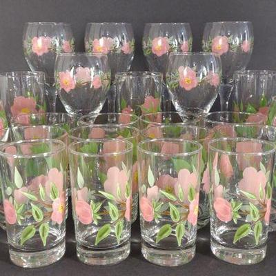 25 pc Franciscan Desert Rose Drinking Glass Set