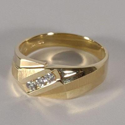 Mens Diamond 14K Gold Wedding Ring