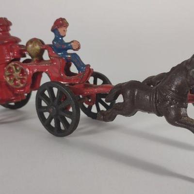 Vintage Cast Iron Horse Drawn Fire Wagon