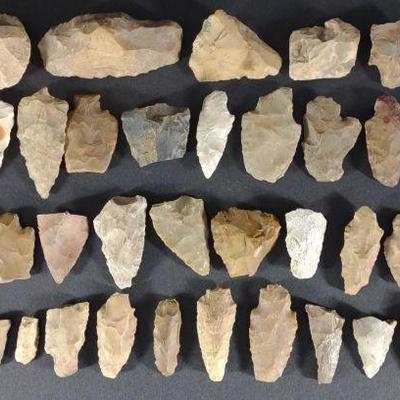 51 Native American Arkansas Stone Points & Blades