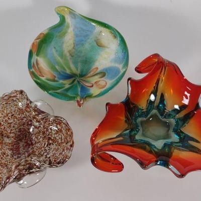 3 Studio Art Glass Bowls
