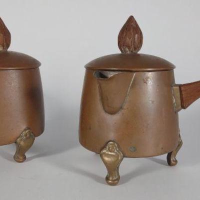 J.C. Moore Copper Creamer & Sugar Set
