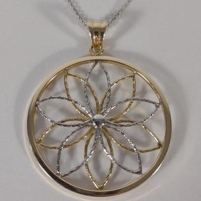 14K Gold Flower Pendant & Necklace Chain