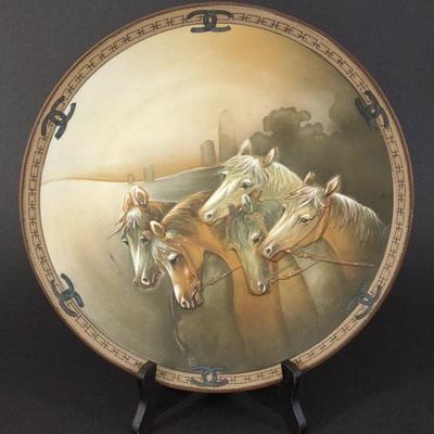 Nippon High Relief Porcelain Horse Plate / Plaque