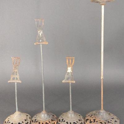 (4) Antique Cast Iron Shoe & Hat Display Stands