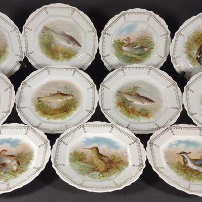 11 Bavarian Bird & Fish Plates