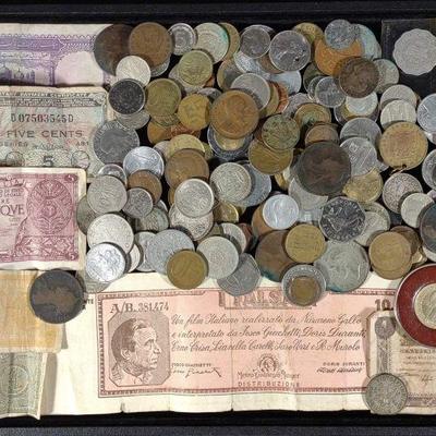 Lot of International Coins & Currency Notes