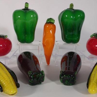 9 pc Glass Art Vegetables