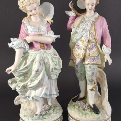 Pair of 19th C. Bisque Porcelain Figures