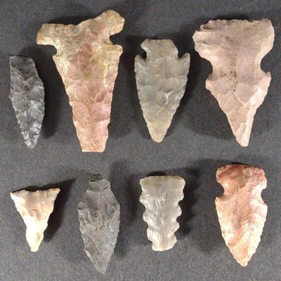8 Native American Projectile Points