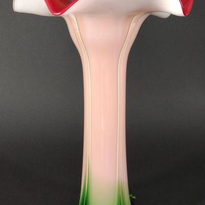 Vintage Trumpet Lily Murano Glass Art Vase