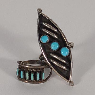 Two Zuni Turquoise & Silver Rings