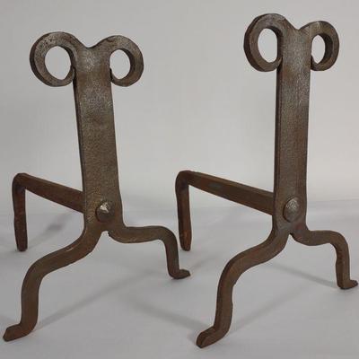 Pair of American Wrought Iron Andirons