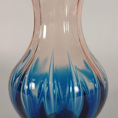 Ombre Blue to Pink Art Glass Vase