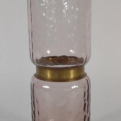 Amethyst Colored Glass Vase w/ Brass Accent