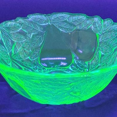 Vintage Uranium Glass Sweat Pear Bowl