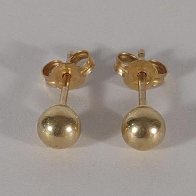14K Gold Ball Stud Earrings w/ 10K Post Backs