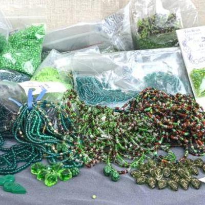 A Sea Of Green Beads! * Seed Beads & Other Jewelry Making Treasures