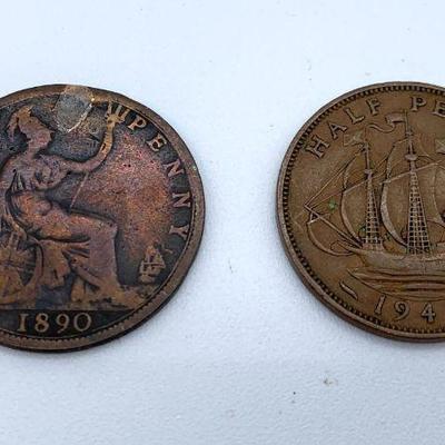 2~ Half Pennies * 1890 & 1942