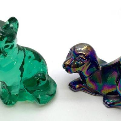 Fenton Glass Small Cat & Dog Figurines