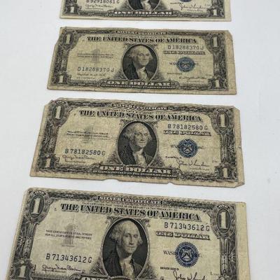 1935 Blue Seal US $1 Bills (qty 4)