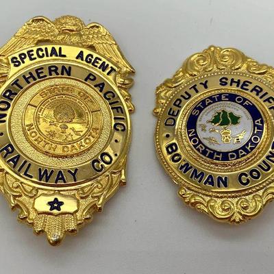 2~ North Dakota Badge Reproductions * Deputy Sheriff * Railroad