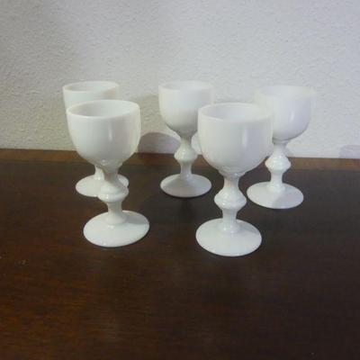 Set of 5 Milk Glass Cordial Glasses