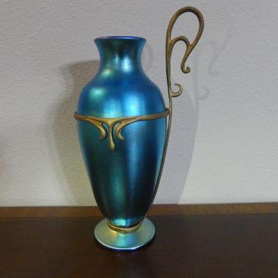 Vintage Late 20th Century Blue Aurene Vase