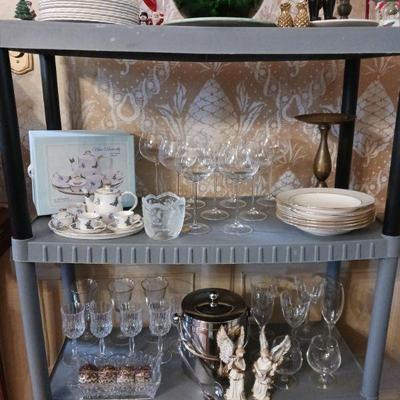 Crystal, barware, and lots of china. 