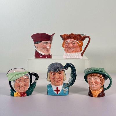 (5pc) SMALL TOBY JUGS | Royal Doulton Toby jugs, including: 