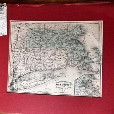Hand-colored Circa 1880 Map Of Connecticut, Massachusetts & Rhode IslandÂ 
