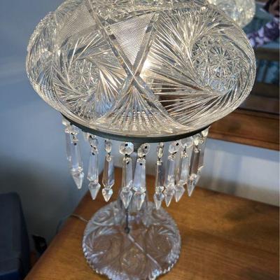 Antique American Brilliant Period Cut Glass Domed LampÂ 

