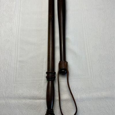 Pair Of Early 20th C. Wooden Police Billy Clubs From Lowell, Massachusetts OfficerÂ 
