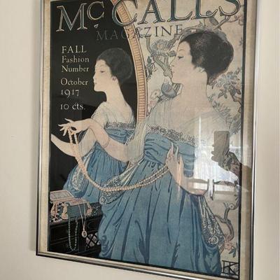 Framed Hannah Klingberg "McCall's Magazine October 1917" Vintage LithographÂ 
