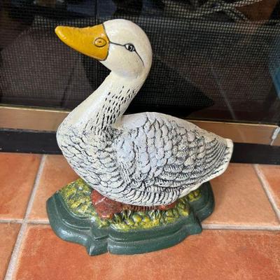 Vintage Painted Cast Iron Duck Form Door StopÂ 
