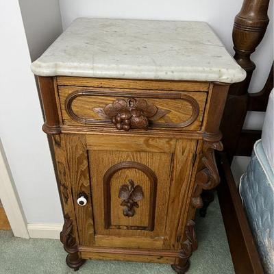 Antique Victorian Eastlake Marble Top Bedside Table Or WashstandÂ 
