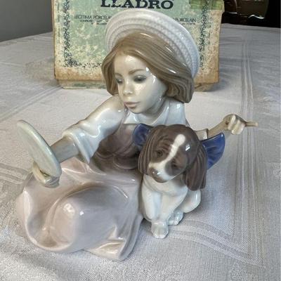 Vintage Lladro "Who's The Fairest" Porcelain Figurine, Girl & Dog With Original BoxÂ 
