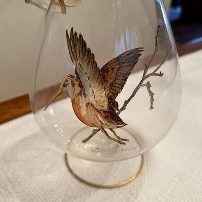 Cyril Gorainoff Hand-Painted Hummingbird Cocktail BowlÂ 
