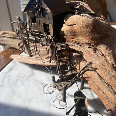 Hand crafted Metal Artwork on Driftwood 