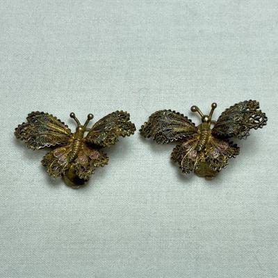 900 Silver Filigree Butterfly Earrings