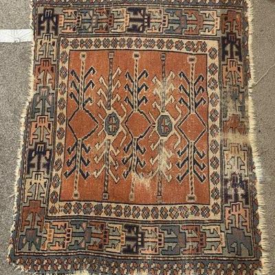 Antique Hand Knotted Wool Rug 