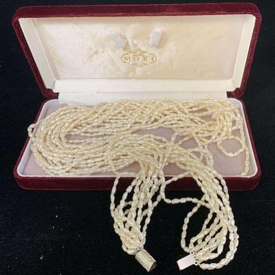 Rice Pearl 10 Strand Necklace