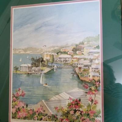 Watercolor â€œSt. Georgeâ€™s Harbor, Bermudaâ€, signed